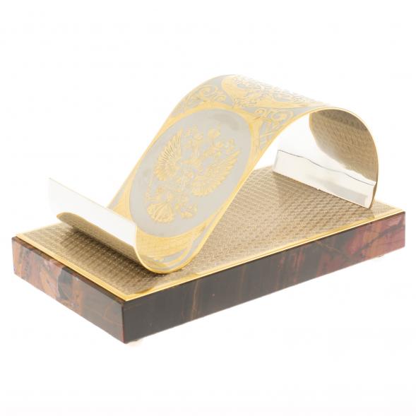 Подставка под телефон &amp;quot;Герб России&amp;quot; из яшмы Златоуст 130053