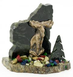 Сувенир "Лось" змеевик самоцветы