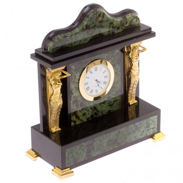 Часы &amp;quot;Кариатида&amp;quot; нефрит бронза 21х9х22,5 см 125882