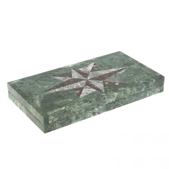 Нарды из камня &amp;quot;Роза ветров&amp;quot; серый мрамор / конгломерат 126940