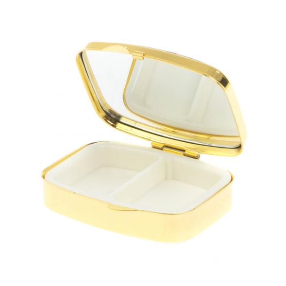 Таблетница на 2 отделения камень амазонит дымчатый кварц цвет золото 127809