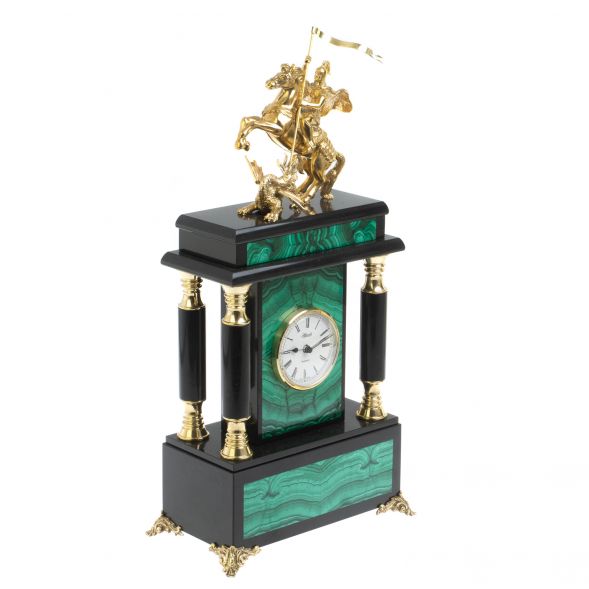 Каминные часы &amp;quot;Георгий Победоносец&amp;quot; малахит 127886