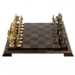 Шахматы &amp;quot;Богатыри&amp;quot; фигуры бронза доска 40х40 см из обсидиана