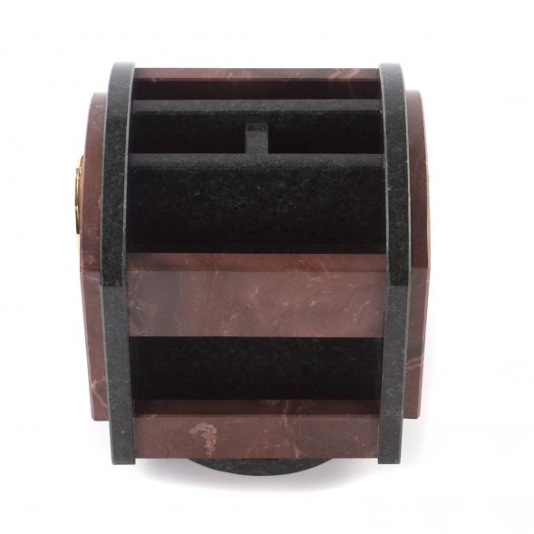 Канцелярский набор органайзер с часами и гербом России на вращающейся подставке 121179