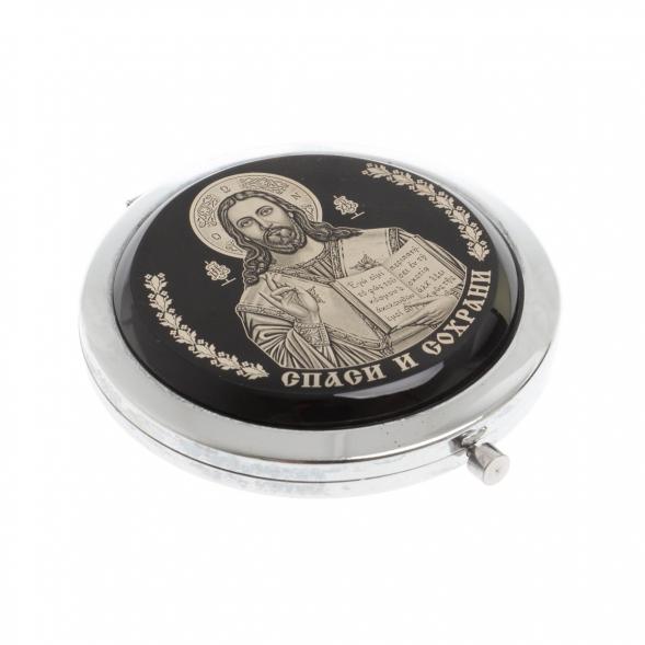 Зеркало с иконой &amp;quot;Спаси и сохрани&amp;quot; из черного обсидиана 129602