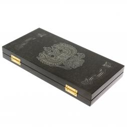 Нарды каменные "Герб РФ" из габбро-диабаза