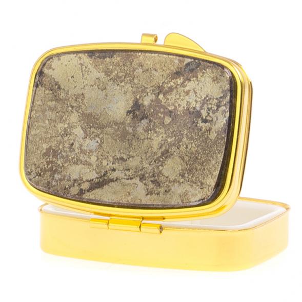 Таблетница на 2 отделения камень борнит цвет золото 126170