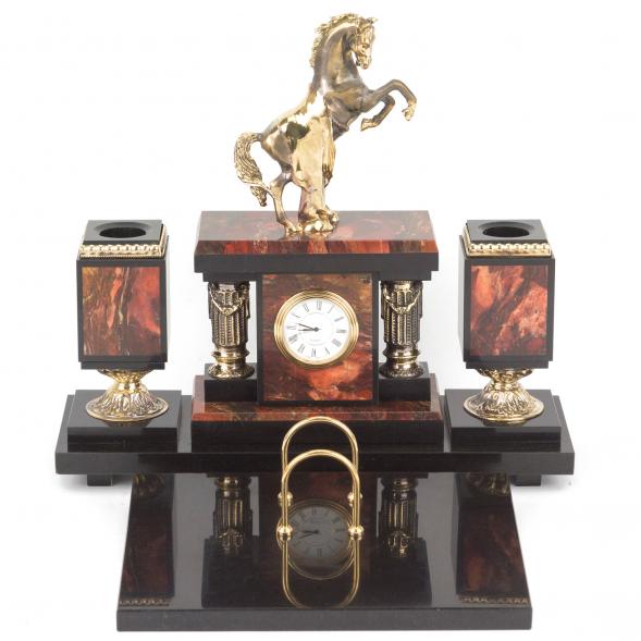 Настольный набор &amp;quot;Вздыбленный конь&amp;quot; бронза яшма 117838