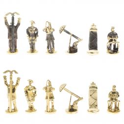 Шахматы &amp;quot;Нефтяники&amp;quot; фигуры бронза доска 40х40 см из обсидиана