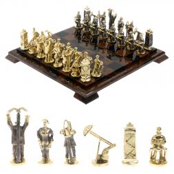 Шахматы &amp;quot;Нефтяники&amp;quot; фигуры бронза доска 40х40 см из обсидиана