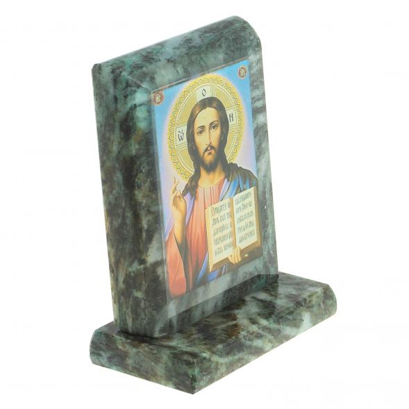 Икона настольная Спаситель малая змеевик 7,5х6,5х8 см 119971