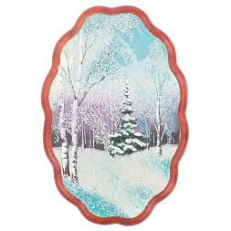 Панно овальное "Зима" 19х12,5 см каменная крошка