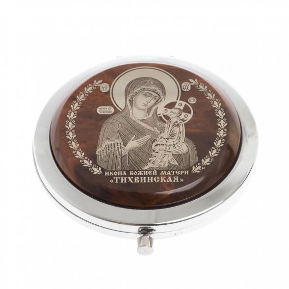 Зеркало с иконой &amp;quot;Тихвинская&amp;quot; из коричневого обсидиана 129603