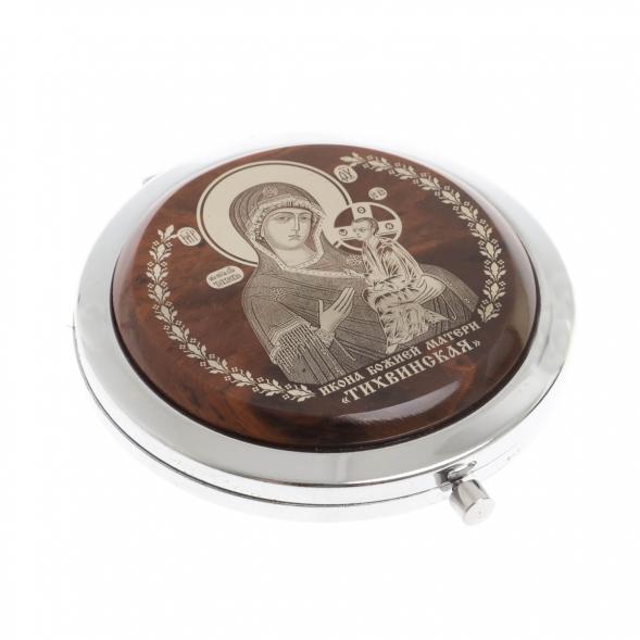 Зеркало с иконой &amp;quot;Тихвинская&amp;quot; из коричневого обсидиана 129603