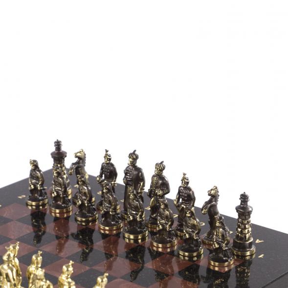 Шахматы подарочные &amp;quot;Турецкие&amp;quot; из камня лемезит и змеевик 32х32 см 121372