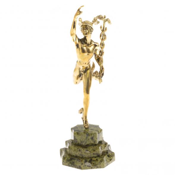 Бронзовая статуэтка &amp;quot;Гермес&amp;quot; на подставке из змеевика 129873