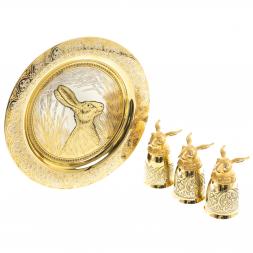 Подарочный набор &amp;quot;Заяц&amp;quot; тарелка и 3 стопки перевертыша Златоуст