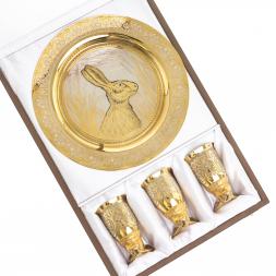 Подарочный набор &amp;quot;Заяц&amp;quot; тарелка и 3 стопки перевертыша Златоуст