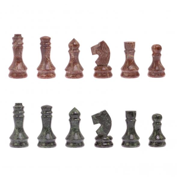 Шахматы из камня &amp;quot;Традиционные&amp;quot; доска 38х38 см лемезит, змеевик 125188