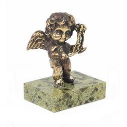 Статуэтка "Ангел с розой" бронза змеевик