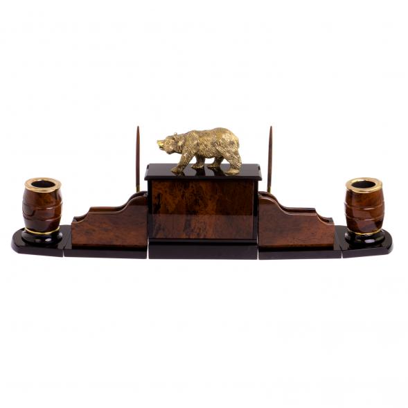 Настольный прибор &amp;quot;Медведь&amp;quot; из обсидиана 126249
