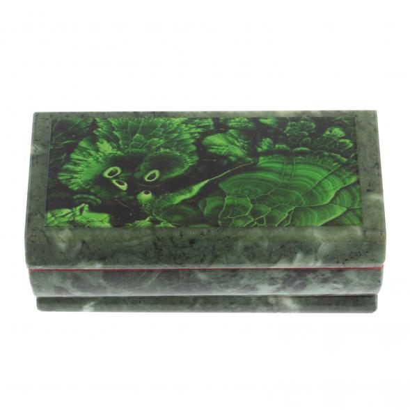 Шкатулка с иллюстрацией под малахит со скосом 14х7х5 см 116955