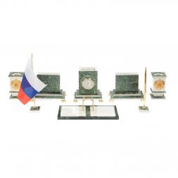 Письменный набор из уральского нефрита и мрамора