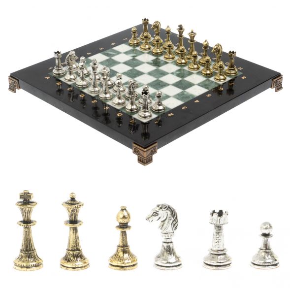 Шахматы турнирные &amp;quot;Стаунтон&amp;quot; из мрамора и змеевика 28х28 см 127732