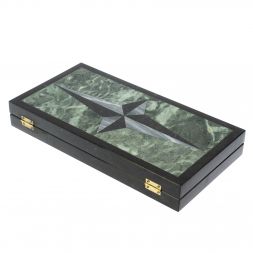 Каменные нарды "Звезда" серый мрамор гранит