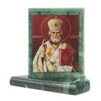 Икона настольная Николай Чудотворец малая змеевик 7,5х6,5х8 см 119972