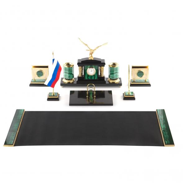 Письменный прибор &amp;quot;Орел&amp;quot; из малахита 7 предметов 121181