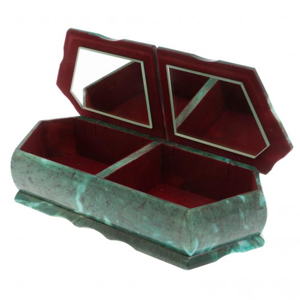 Шкатулка на два отделения &amp;quot;Хозяйка медной горы и летний пейзаж&amp;quot; из змеевика 129670