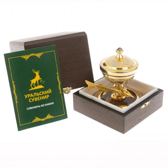 Икорница &amp;quot;Стерлядка&amp;quot; из яшмы Златоуст 130055