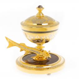 Икорница &amp;quot;Стерлядка&amp;quot; из яшмы Златоуст