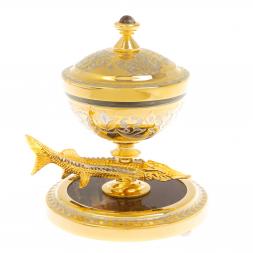 Икорница &amp;quot;Стерлядка&amp;quot; из яшмы Златоуст