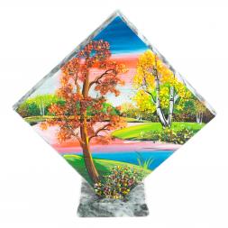 Панно из камня на подставке "Осень" 14х14 см