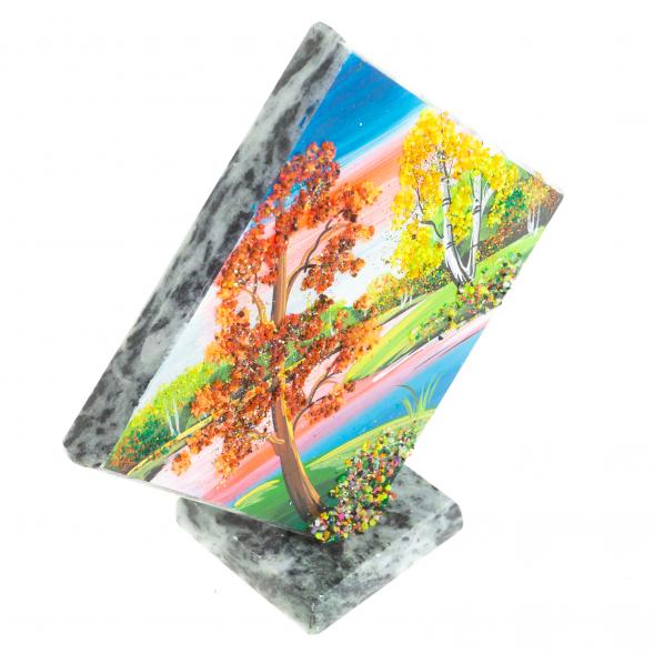 Панно из камня на подставке &amp;quot;Осень&amp;quot; 14х14 см 122533