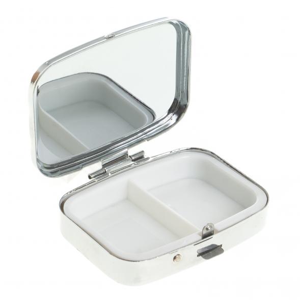 Таблетница на 2 отделения камень мусковит цвет серебро 122764