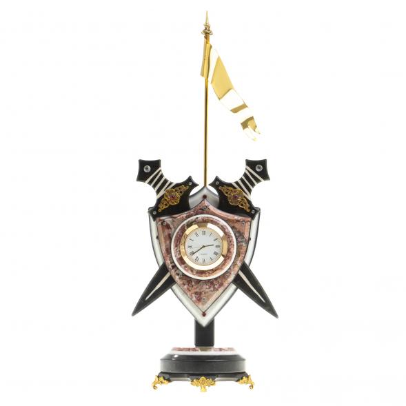 Часы &amp;quot;Щит с флагом&amp;quot; змеевик мрамор креноид 116687