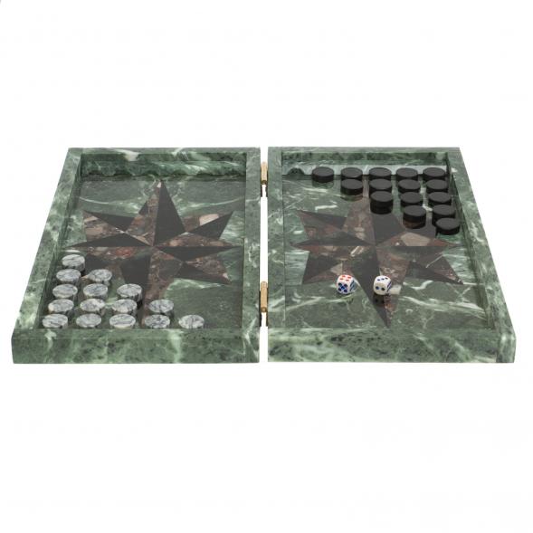 Нарды из камня &amp;quot;Роза ветров&amp;quot; конгломерат / черный змеевик 126943