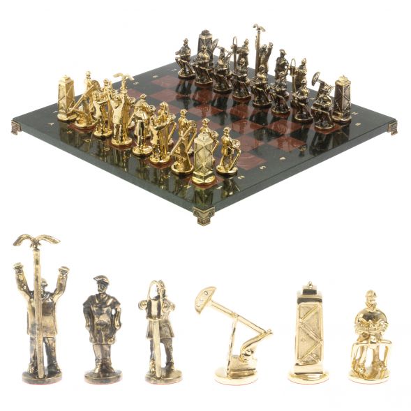 Шахматы подарочные &amp;quot;Нефтяники&amp;quot; 44х44 см лемезит змеевик 127413