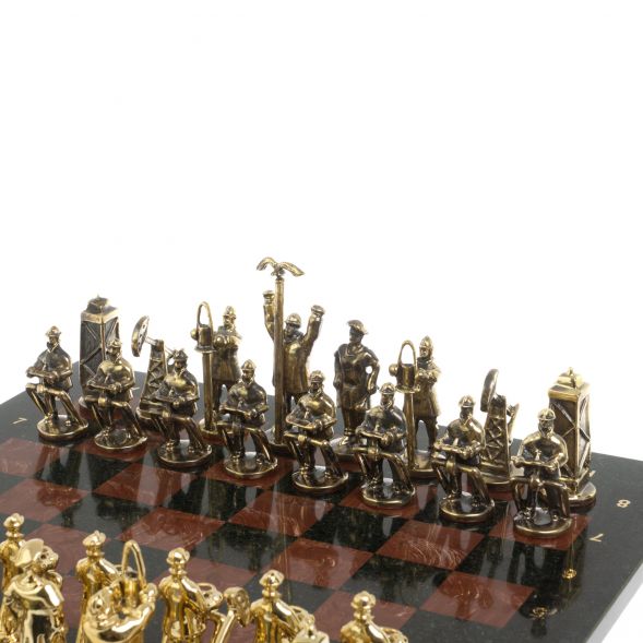 Шахматы подарочные &amp;quot;Нефтяники&amp;quot; 44х44 см лемезит змеевик 127413