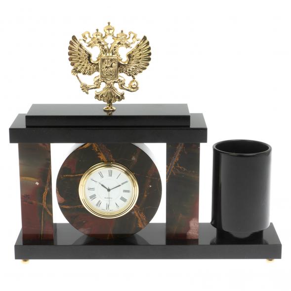 Настольный мини- набор &amp;quot;Герб РФ&amp;quot; из яшмы 129534