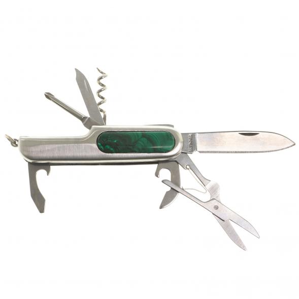 Нож мультитул складной 7 в 1 с камнем малахит 123867