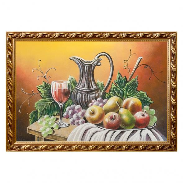 Натюрморт &amp;quot;Фрукты с кувшином вина&amp;quot; багет 46х66 см, каменная крошка 111868