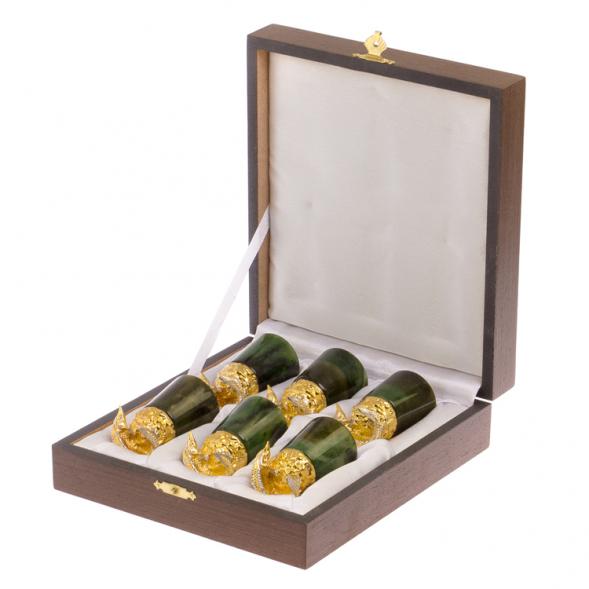 Стопки перевертыши &amp;quot;Осетры&amp;quot; 6 шт нефрит бронза Златоуст 125338