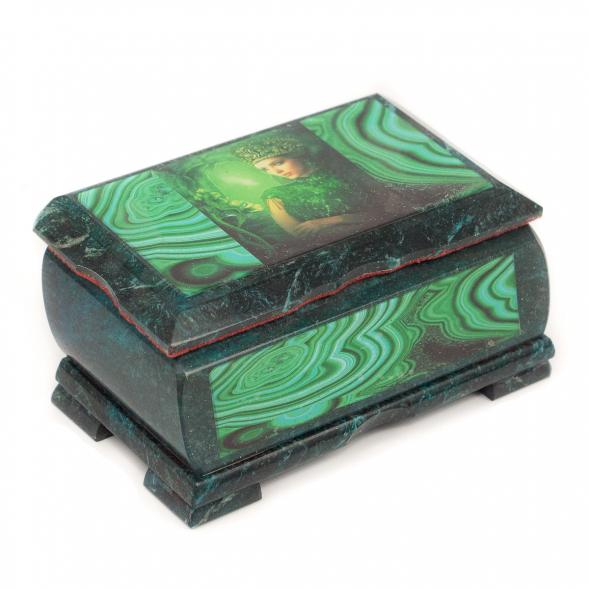 Шкатулка Хозяйка медной горы с иллюстрацией малахит 15х9х7 см 116957