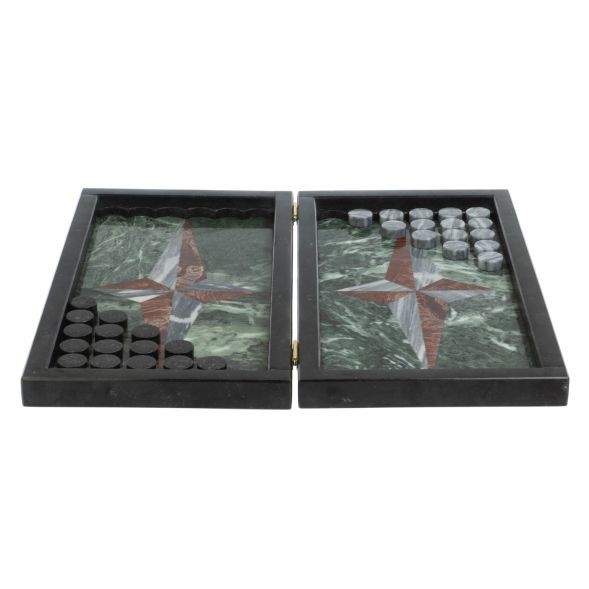 Каменные нарды &amp;quot;Звезда&amp;quot; лемезит, серый мрамор 127889