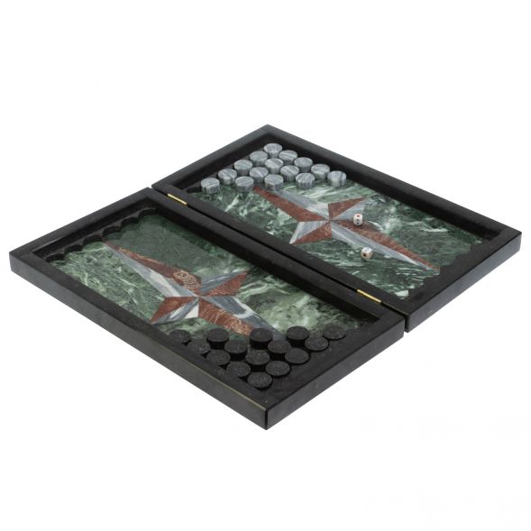 Каменные нарды &amp;quot;Звезда&amp;quot; лемезит, серый мрамор 127889