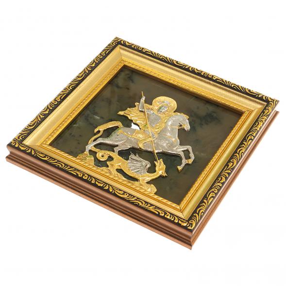 Панно &amp;quot;Георгий Победоносец&amp;quot; камень нефрит багет 119604